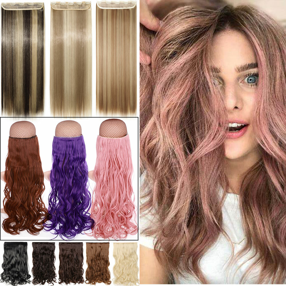 Real Thick Hair Piece Full Head Clip In Natural Hair Extensions Long as Human H1