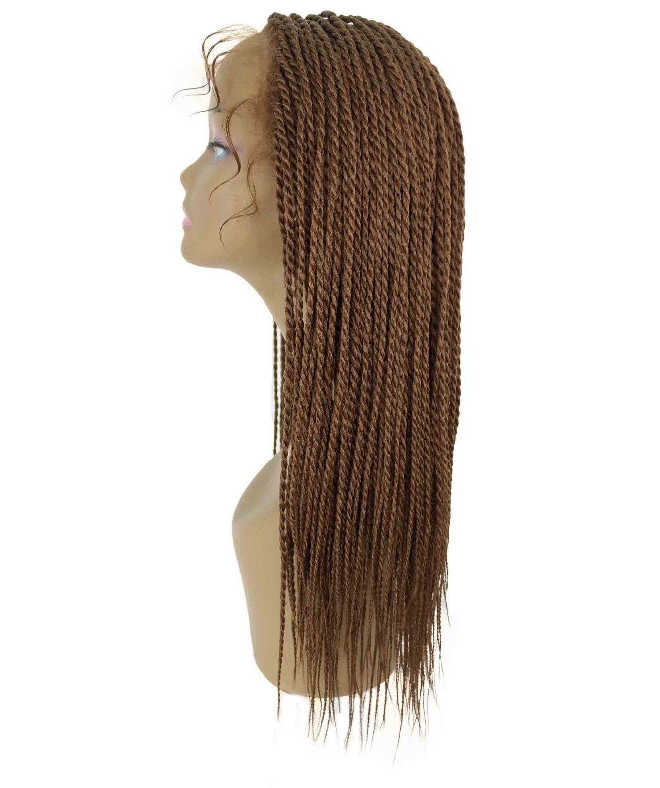 Nikkita Straight 25″ Long 4X4 Hand-Tied Lace Braided Wig, Copper Blonde