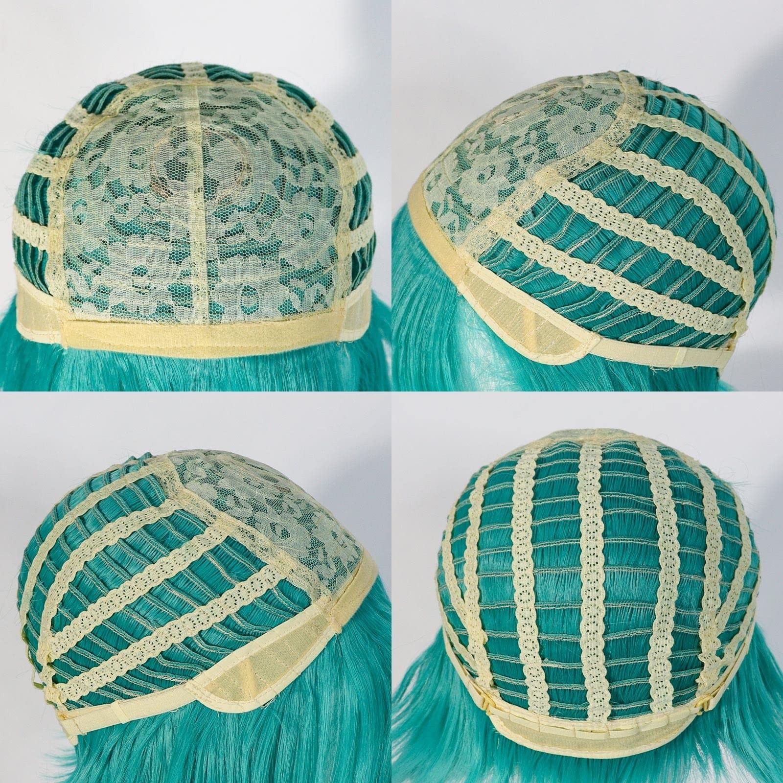 47 Inch Long Green Wig with Bangs for Women with Two Detachable Ponytails + W…