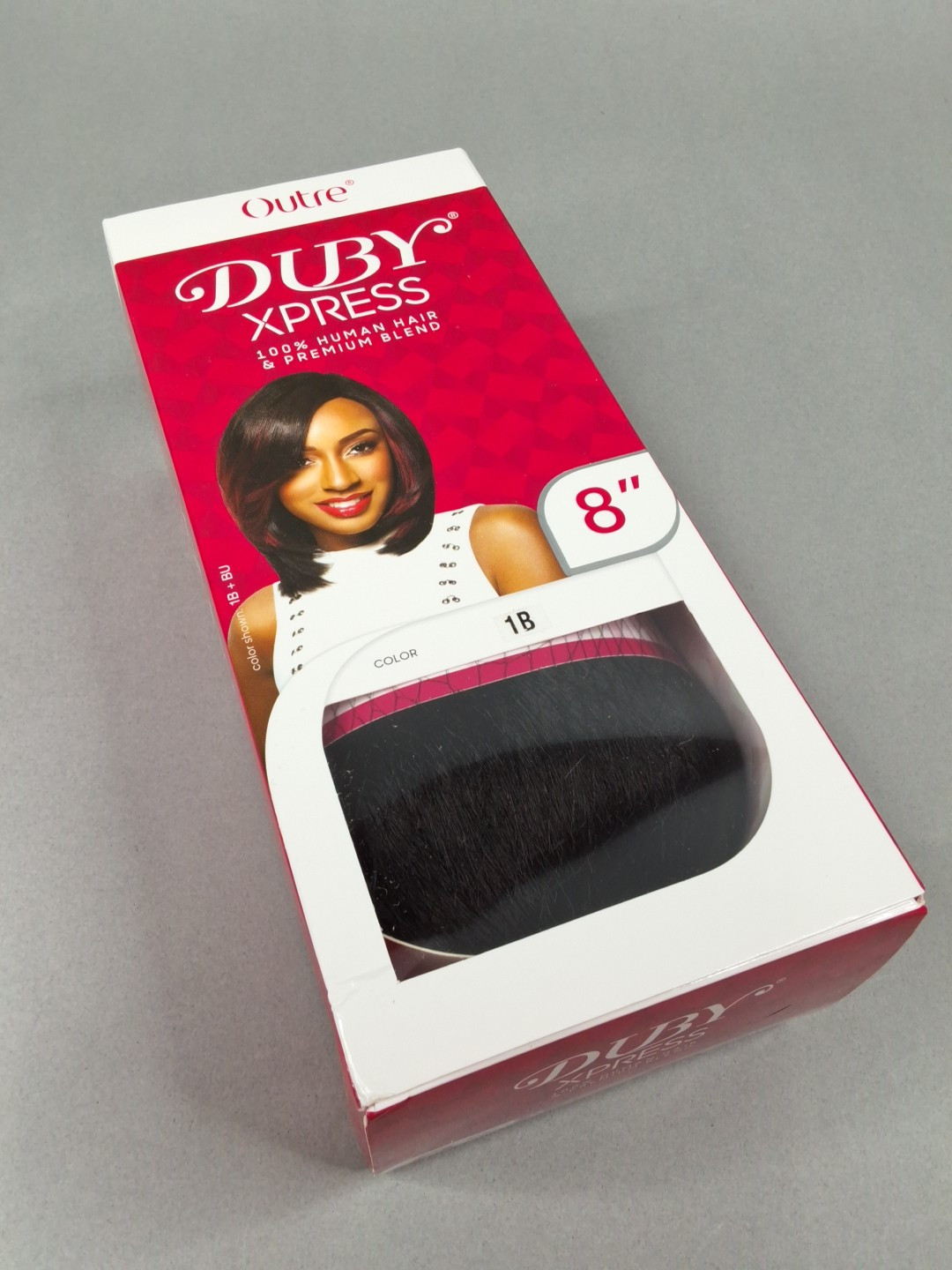 8″ #1B Off Black Duby Xpress Bob Human & Synthetic Blend Hair Extensions Weft