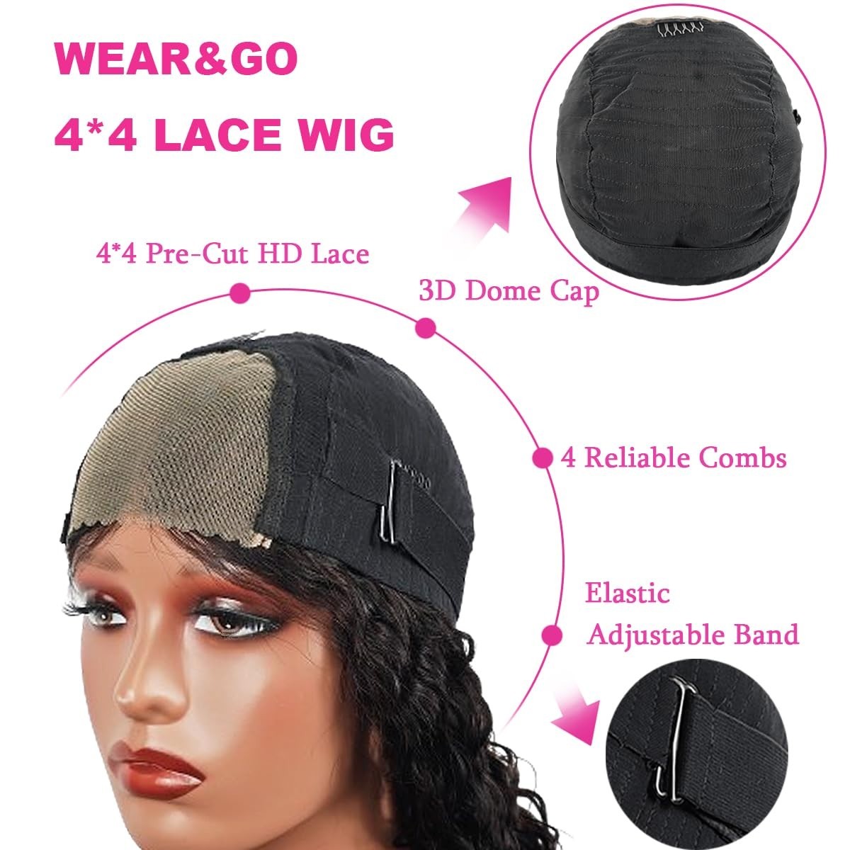 Wear and Go Glueless Bob Wig Human Hair Pre Plucked Pre Cut 4×4 Lace Front Wigs