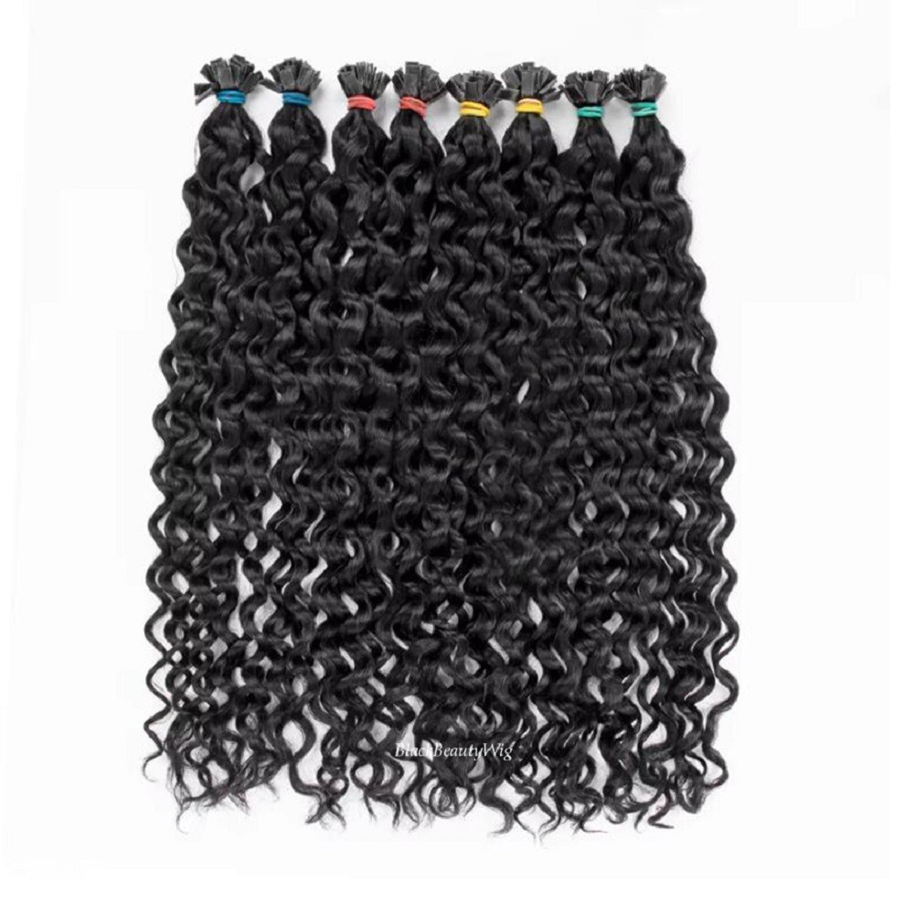 Water Wave Flat Tip Human Hair Extension Pre Bonded Keratin Fusion Hair 100Pcs