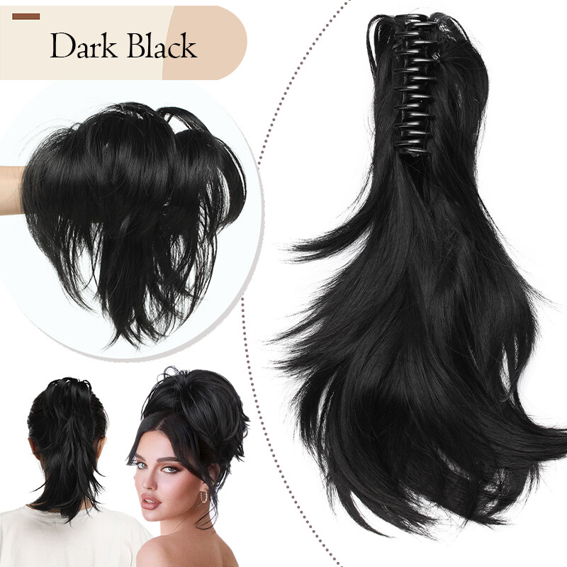 Short Jaw Claw on Ponytail Bendable Clip in Pony Tail Hair Extensions Messy Bun
