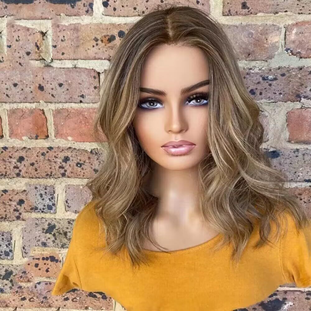 Dark Ash Blonde Highlights Body Wave 13×4 Transparent Lace Front Human Hair Wigs