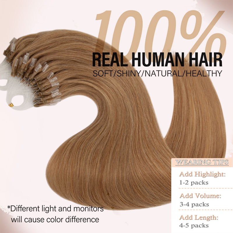 100g Thick Loop Micro Ring Human Hair Extensions Microlink Nano Beads Tip Ombre