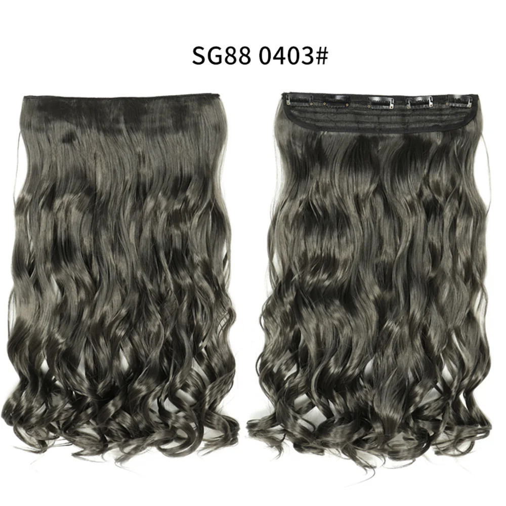 Long Straight 5 Clip In 22Inch Synthetic Hair Extensions Natural Fake Hairpiece