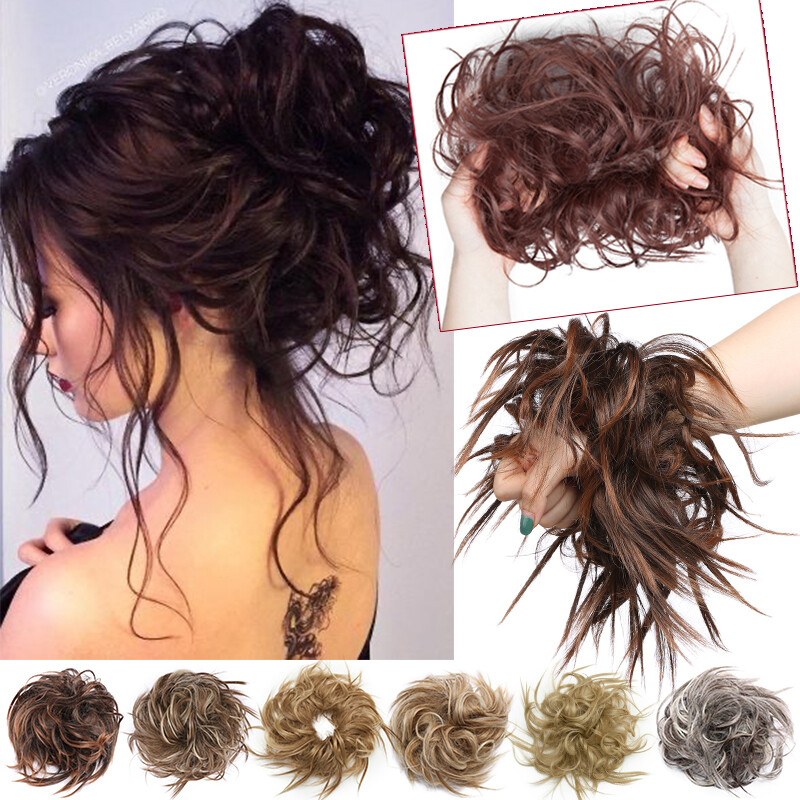 100% REAL Messy Bun Scrunchie As Human Hair Extensions Ponytail Blonde Hairpiece