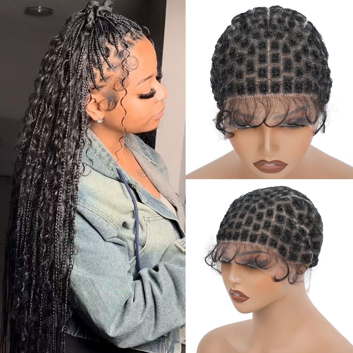 Double Full Lace Crochet Wig Caps With Natural Knots And Baby Hair Easy For W…