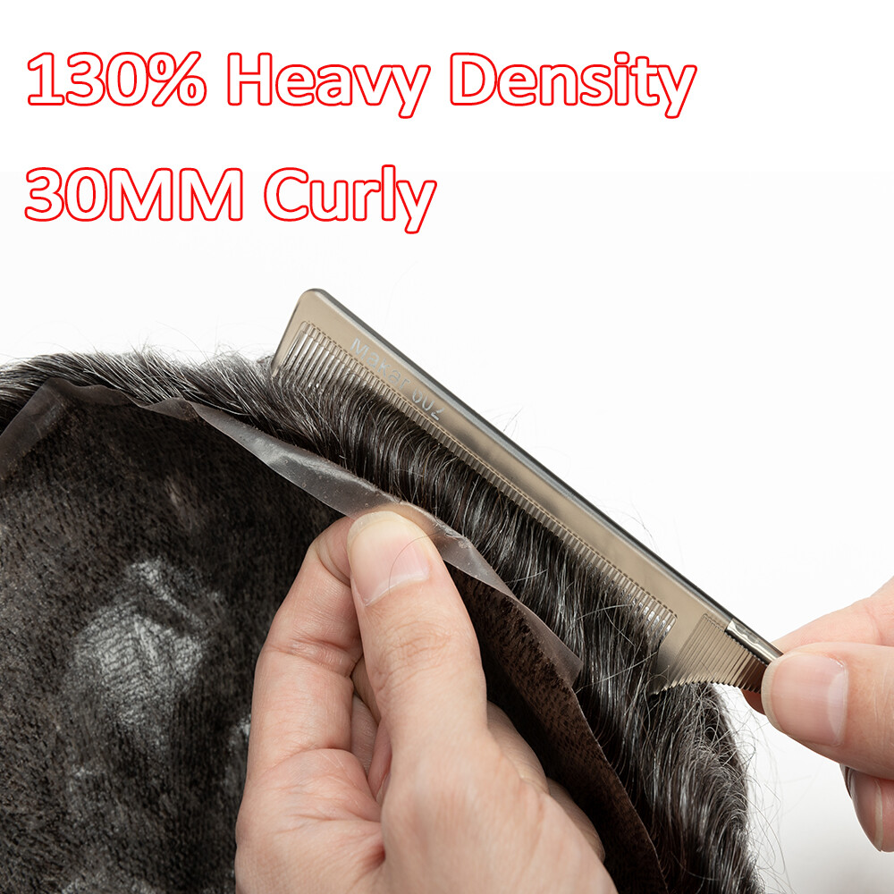 Mens Toupee Human Hair Replacement System Super Thin Skin Full PU Hairpiece Wigs