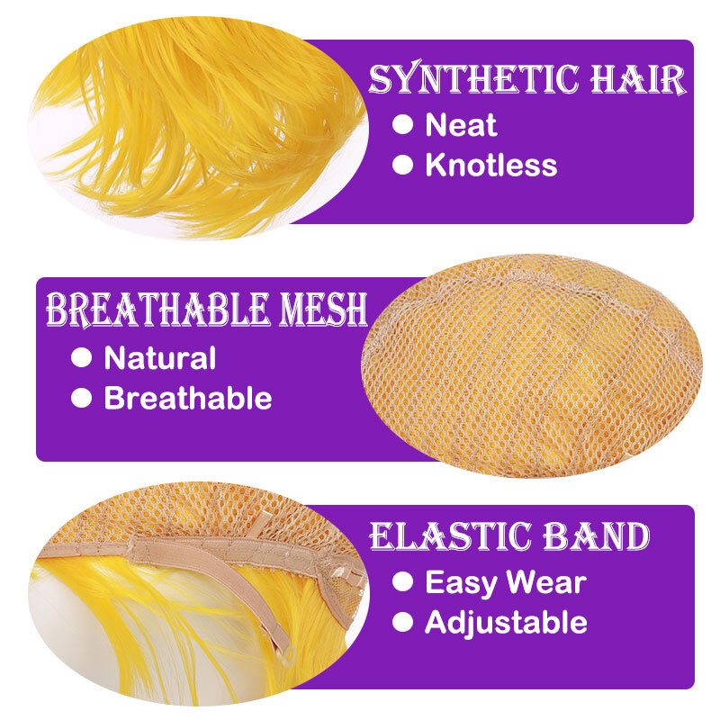 Mens Full Head Wigs Short Anime Cosplay Christmas Party Layered For Women Unisex