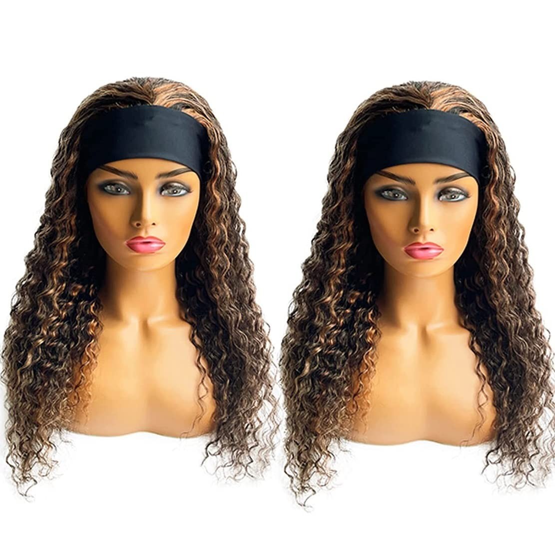 Stylish 22 Inch Ombre Human Hair Headband Wig – Deep Wave & Easy Snap On Design
