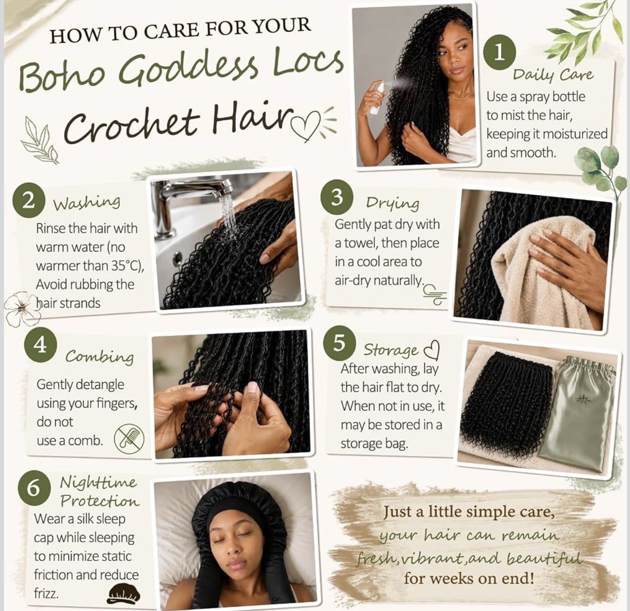 Boho Goddess Locs Crochet Hair 24 In Nat&Silk Fiber Human Hair-Like Feel 1B