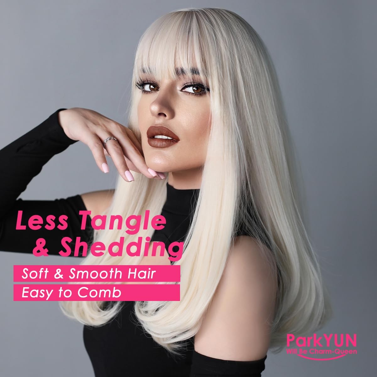 Long Platinum Blonde Wigs for Women Synthetic Glueless Realistic Straight Blo…
