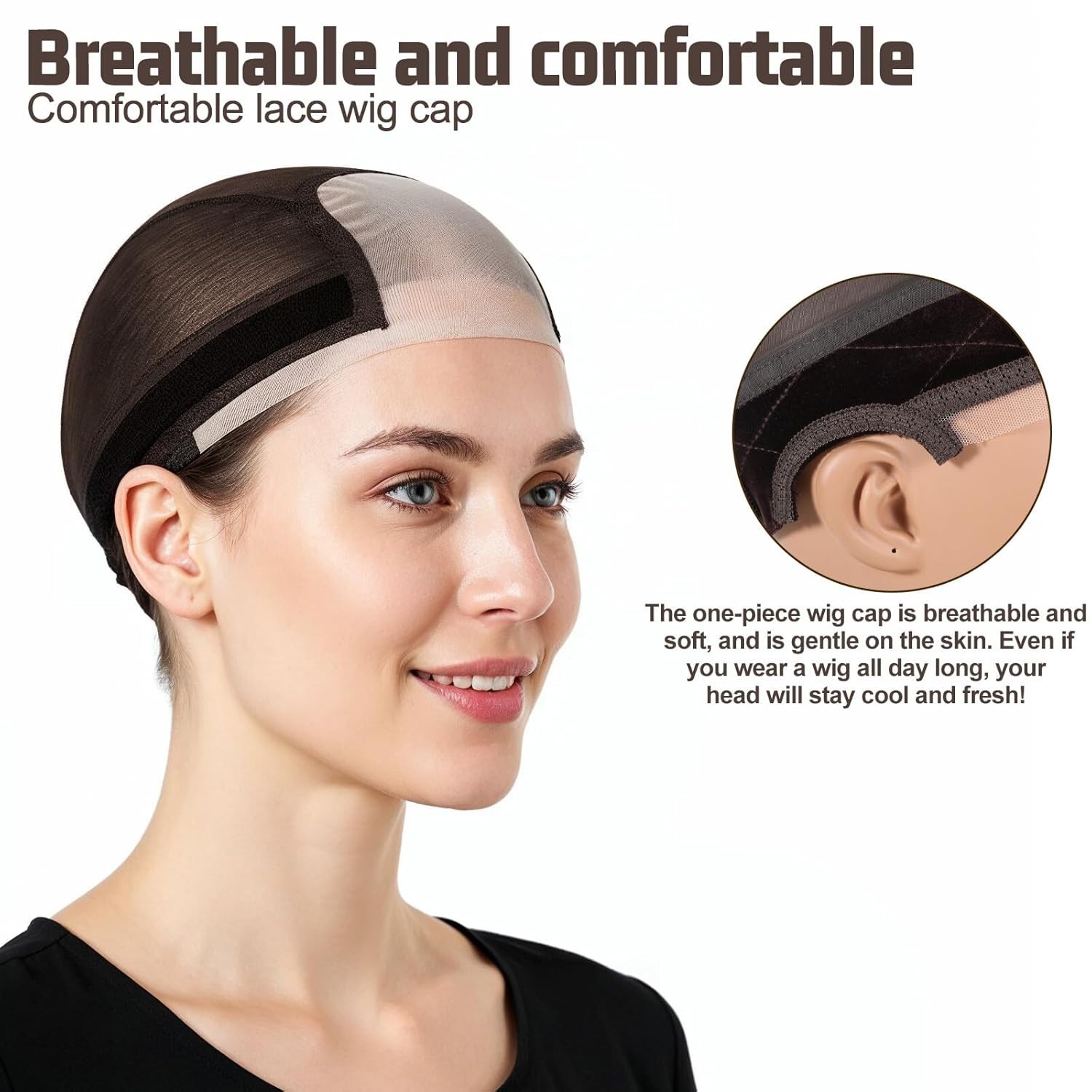 Non Slip, Glue less Wig Grip Cap with 4×5 Transparent Swiss Lace Front