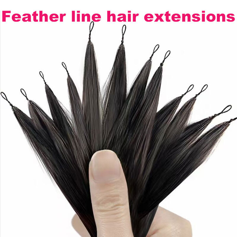DIY Seamless Feathers Hair Human hair Extension 40 Strands Invisible Hair Grey