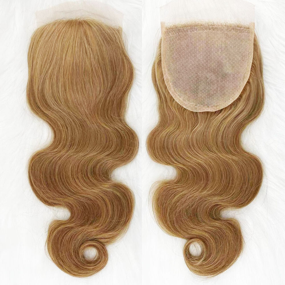 5″x5″ Honey Blonde Silk Base Lace Closure Human Hair Skin Top Closure Body Wave