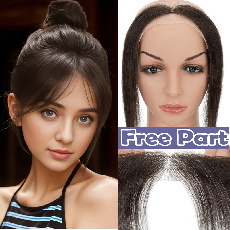2*16CM Forehead Frontal Hairpiece Mens Toupee Hairline V Loop/Replacement System