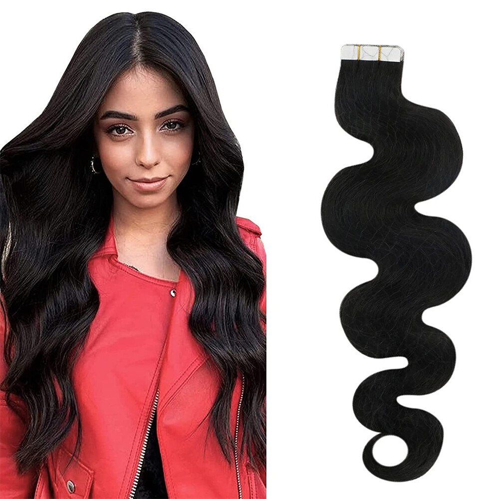 Tape In Human Hair Natural Color 20pcs KinKy Straight Body Wave Deep wave ST