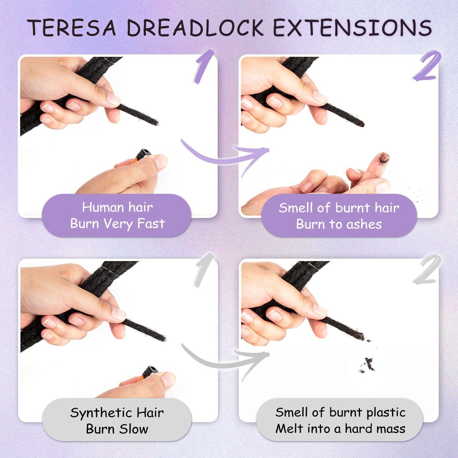 Jiajia Teresa Dreadlock Extensions Real Human Hair 10 Inch 0.2Cm Width Loc