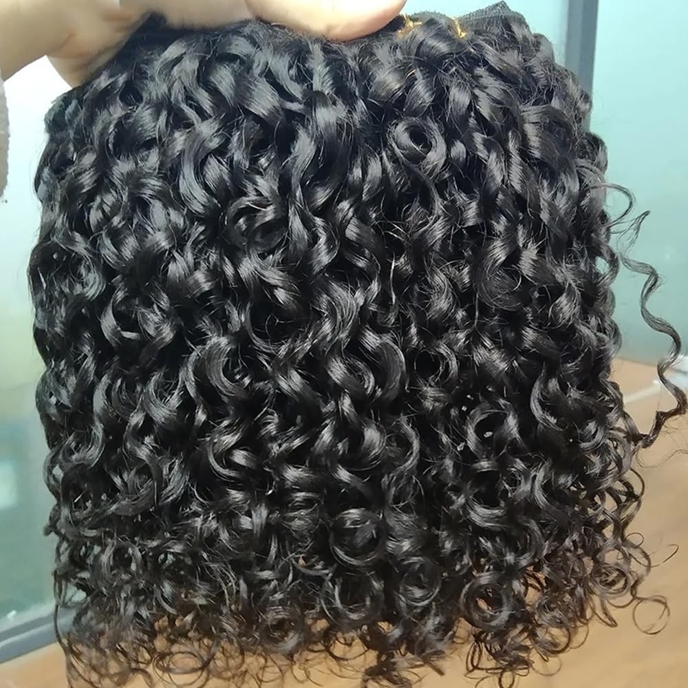 Jyz 16A Double Weft Pixie Bouncy Curly Human Hair Bundles 16 16 16 Inchs