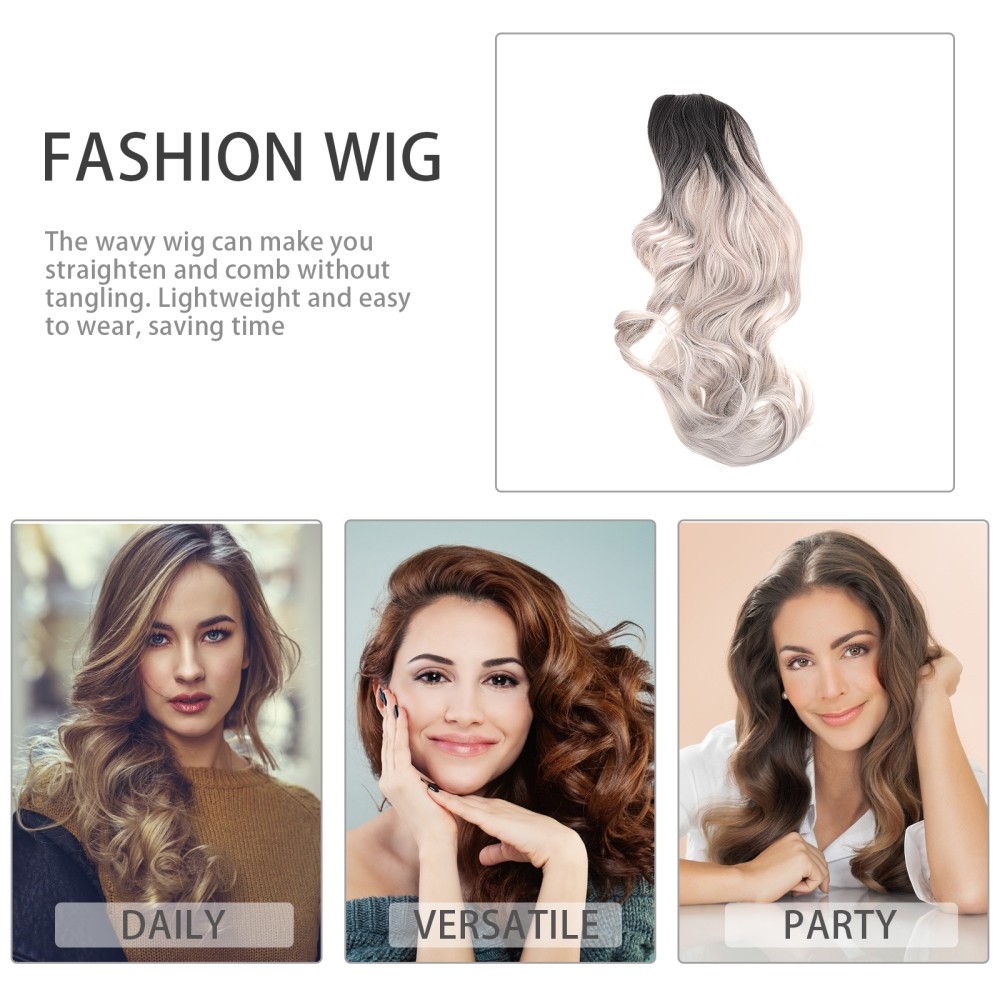 Grey Long Curly Fiber Wig Heat Resistant Fashionable Wig for Women