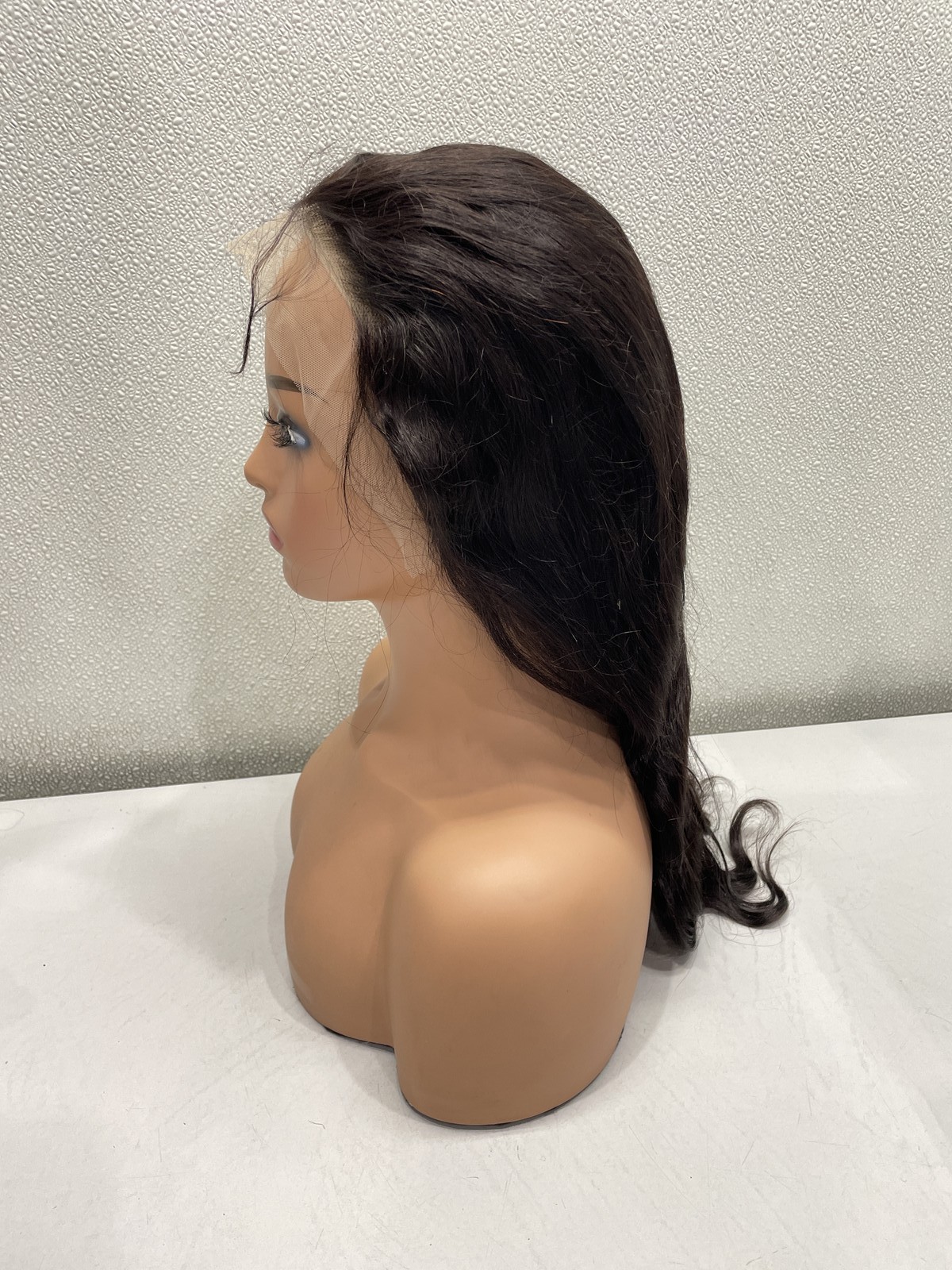Natural Black Body Wave Human Hair Blend 13×4 Lace Front 180% Density Wig, 18″