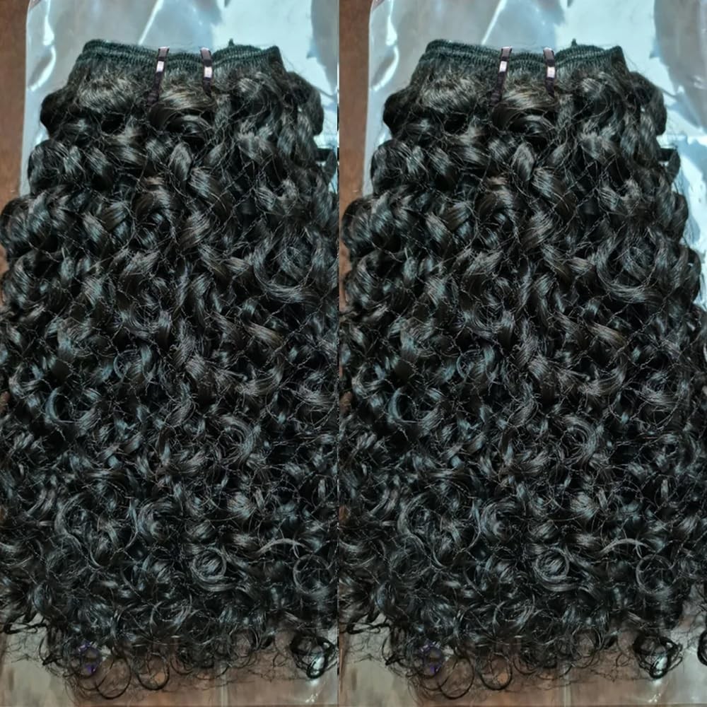Jyz 16A Double Weft Pixie Bouncy Curly Human Hair Bundles 16 16 16 Inchs