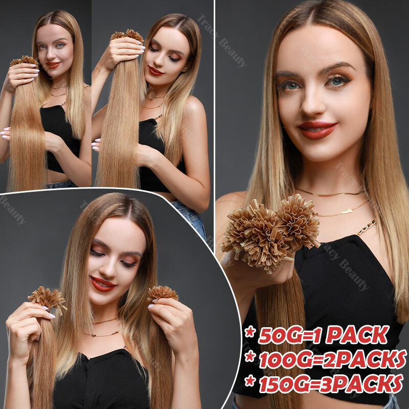 20-24Inch 100g Keratin Nail U Tip 100% Remy Human Hair Extensions Pre-Bonded US