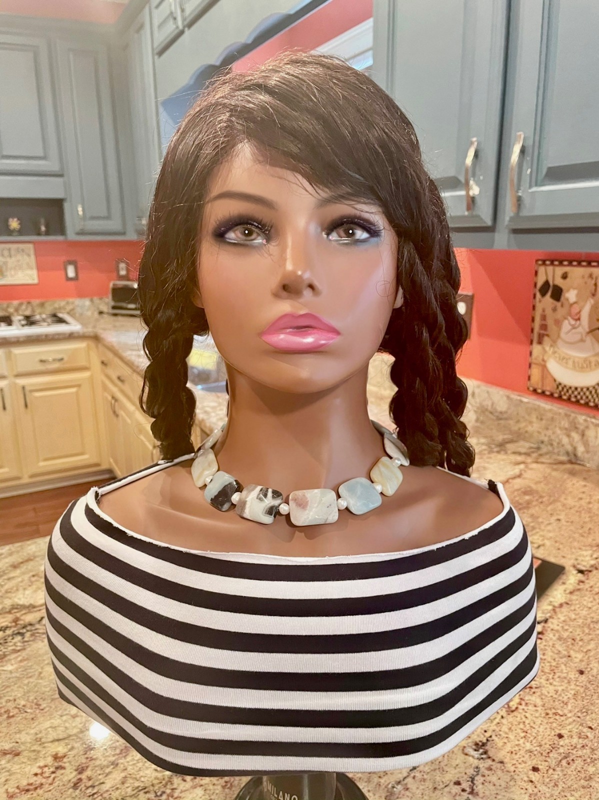16″ Authentic Indian Curly Hair Wig, Natural Look