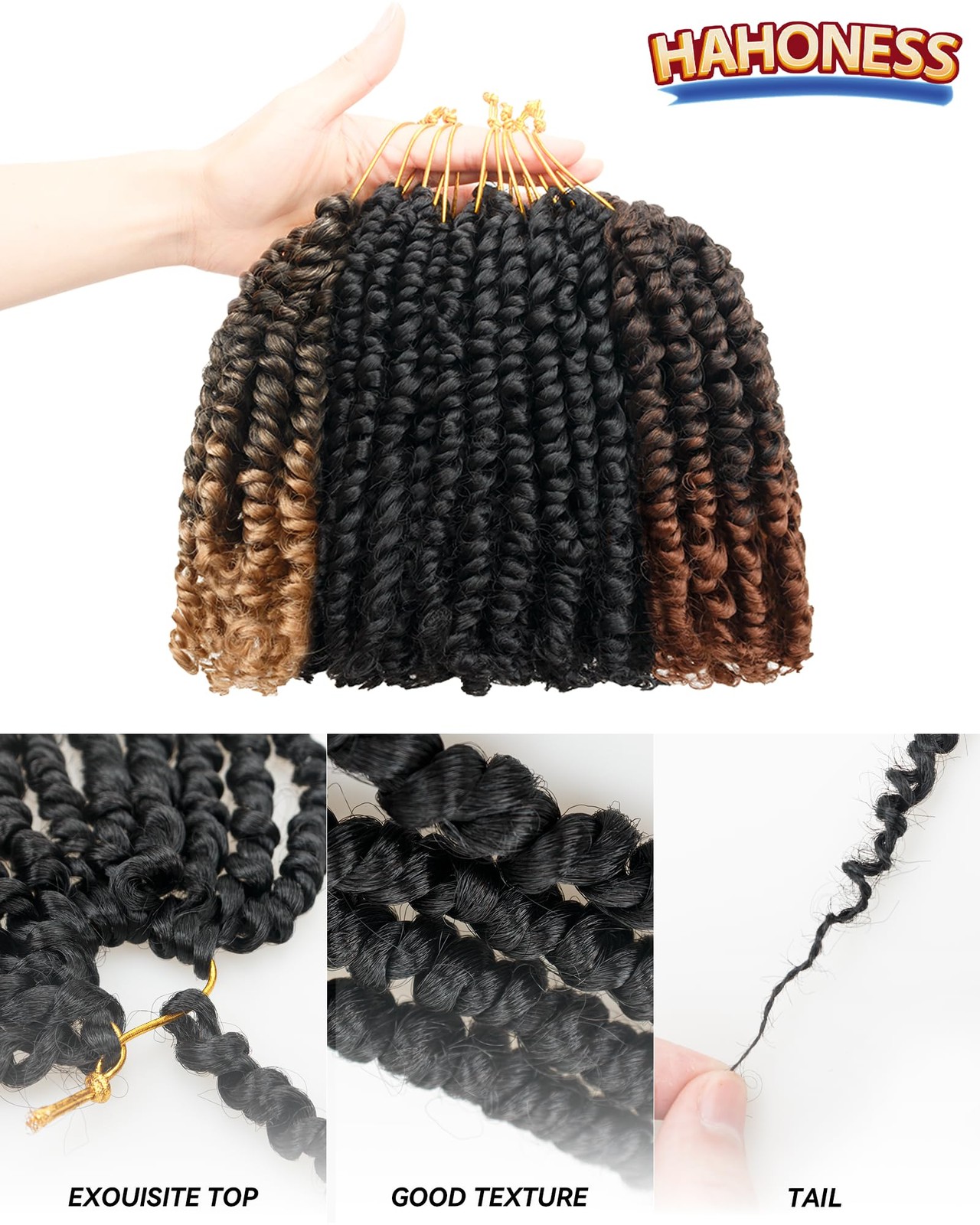 6 Inches 9 Packs Passion Twist Crochet Hair-Mixed Color Combo Pack(7 packs 1B…