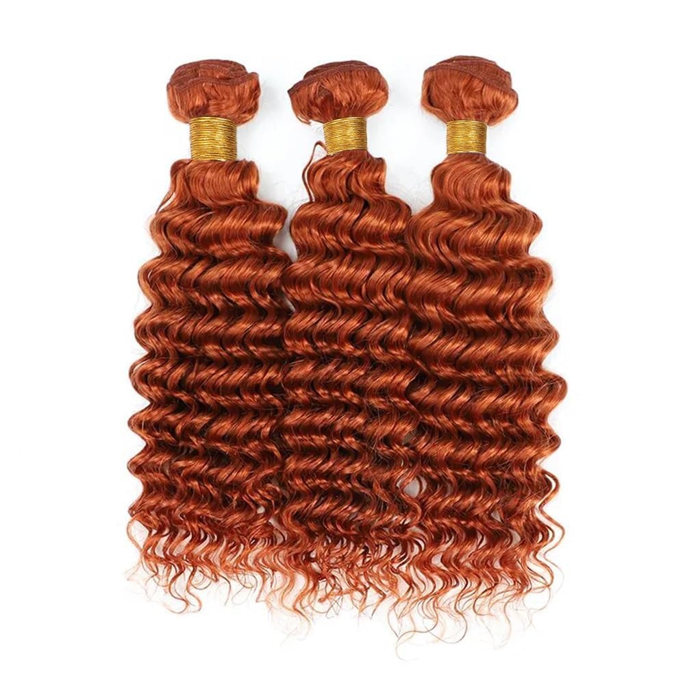 Luxvogue Bundles Human Hair 26 28 30 Inch Deep Wave Orange Ginger Bundles