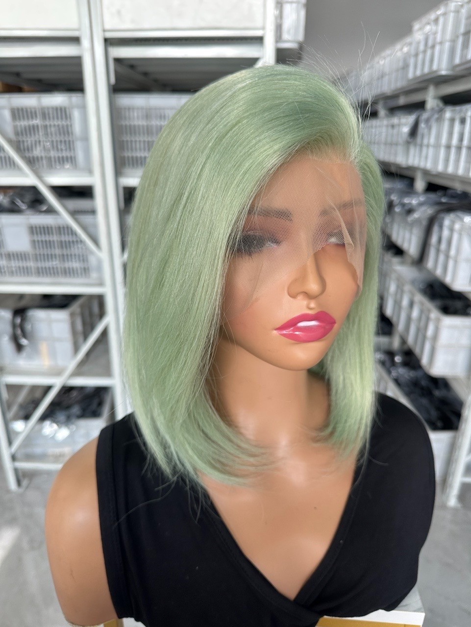 High Quality Green 10inch Bob Full Lace Wig Brazilian Human Hair For Black Women