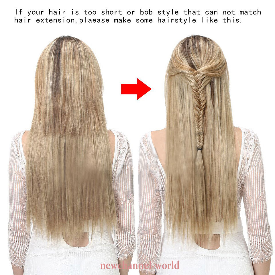 One Piece Secret Headband No Clip Wire In Hair Extensions Natural Long Straight