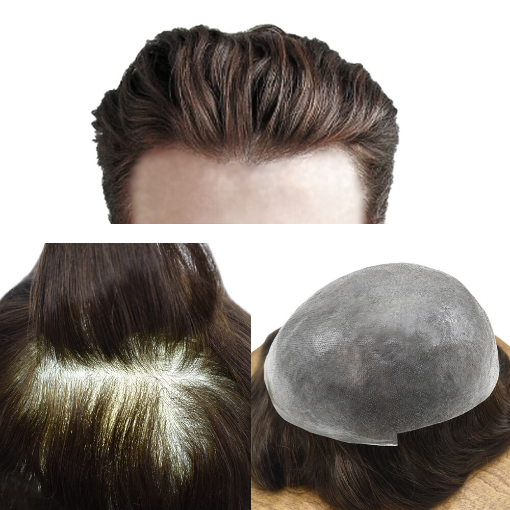 Mens Hair Replacement Ultra Thin Skin Toupee All Colors Hairpieces PU SystemWigU