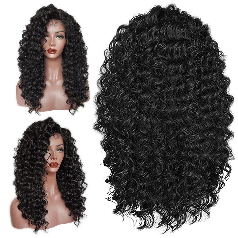 Heat Resistant Synthetic Front Curly Short Bob Wig for Women