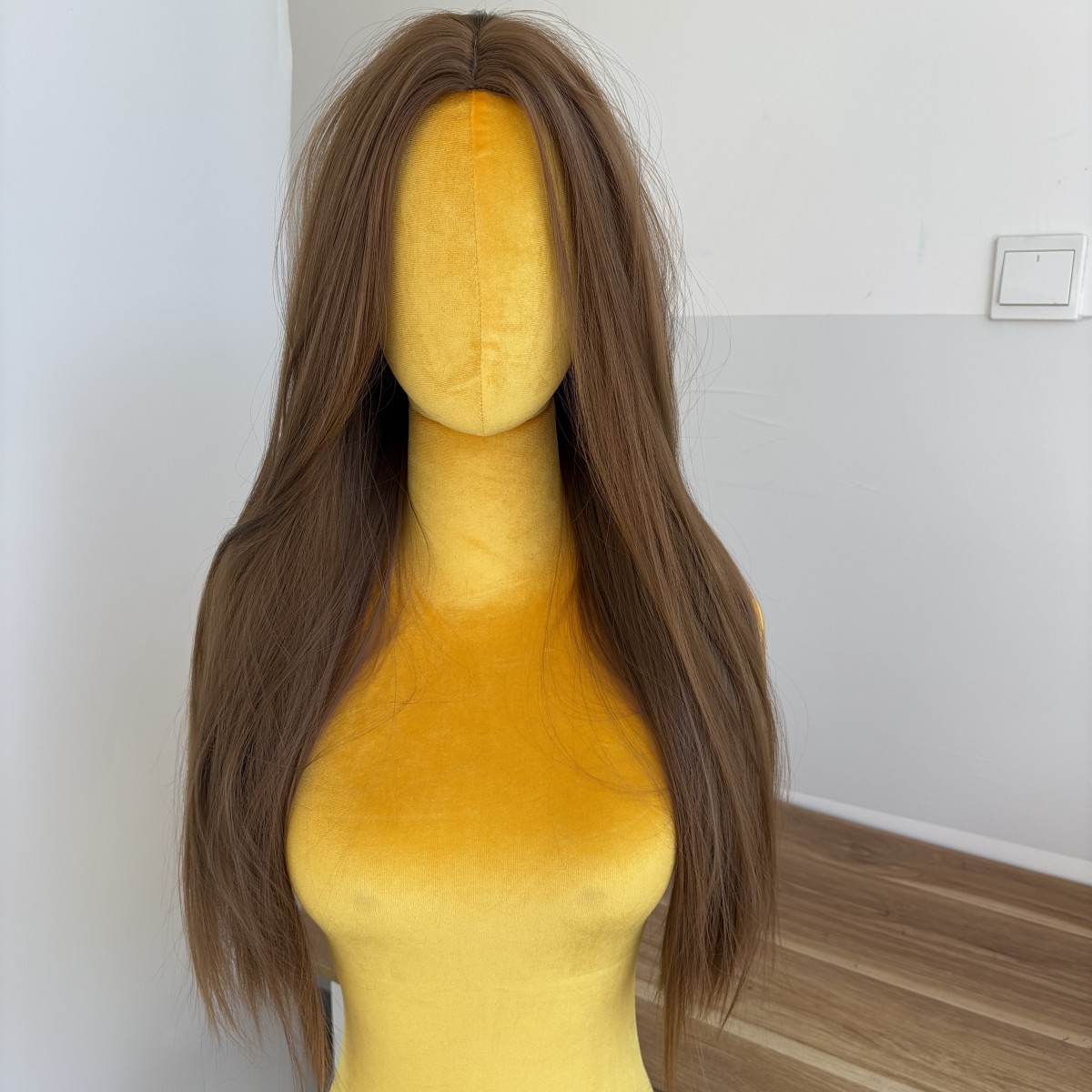 Cosplay Wig Heat Resistant Hair Soft Layered Medium brown Long Straight