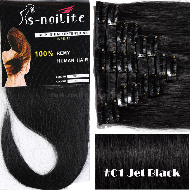 SALE 100% Real Remy Hair Clip In Human Hair Extensions 8PCS Full Head Ombre Long