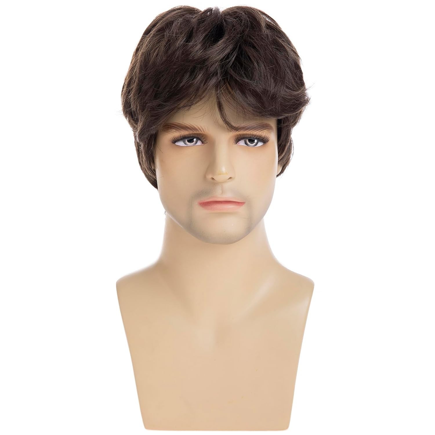 Dsimeig Mens Short Brown Wig Synthetic Natural Replacement Hair Wig for Daily…