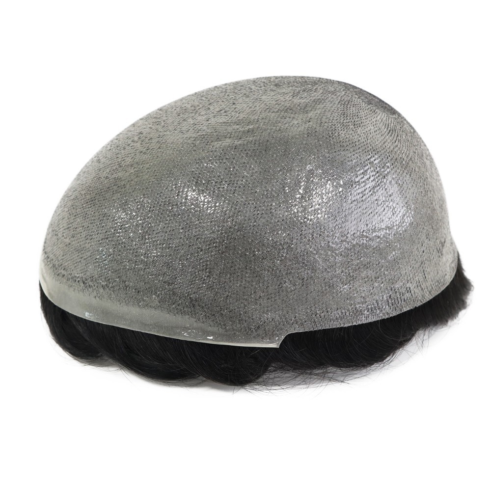 Mens Toupee Human Hair Replacement System 0.04mm Super Thin Skin Hairpieces 7×9