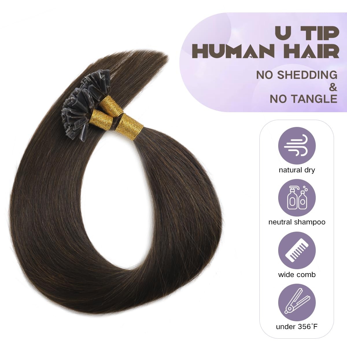 Keratin U Tip Hair Darkest Brown 14 Inch 50 Strand 40G Nail Prebonded Fusion …