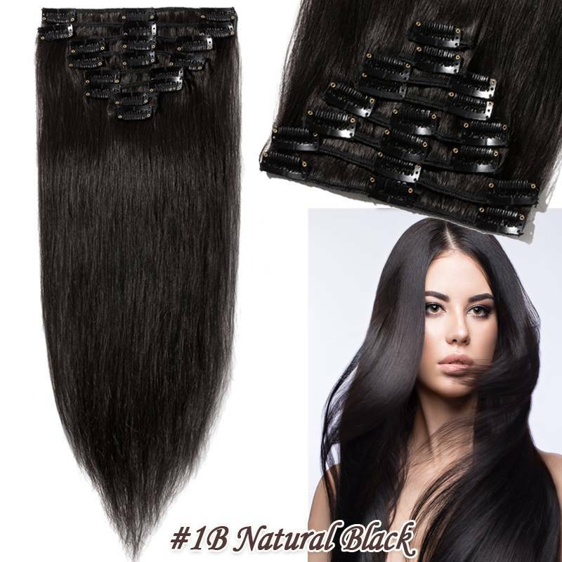 AAAA+ Clip In Real Human Hair Extensions 8″-24″ 8PCS Full Head BALAYAGE OMBRE
