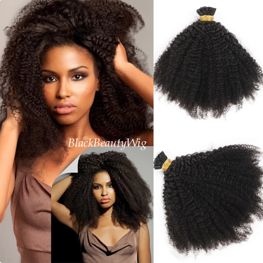 Afro Kinky Curly I Tip Human Hair Extension Pre Bonded Stick I Tip Hair 100pcs