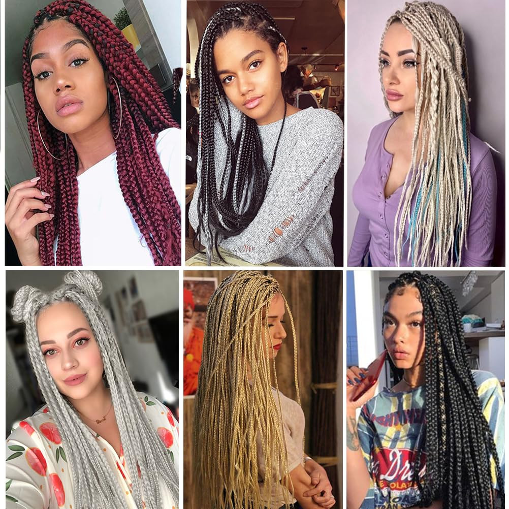Burgundy Braiding Hair Extensions for Braids 6 Packs Yaki Texture Wine Red Pre S