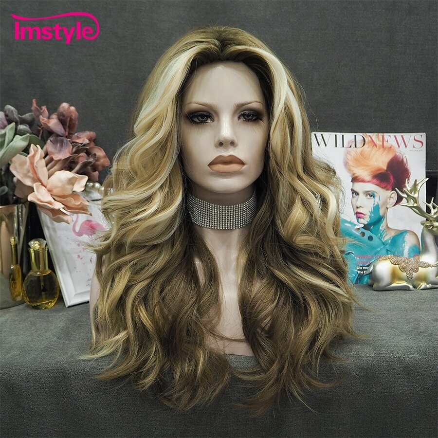 New Soil Gold Blonde Mixed Wavy Synthetic Fluffy Hair Heat Resistant Fiber Wigs