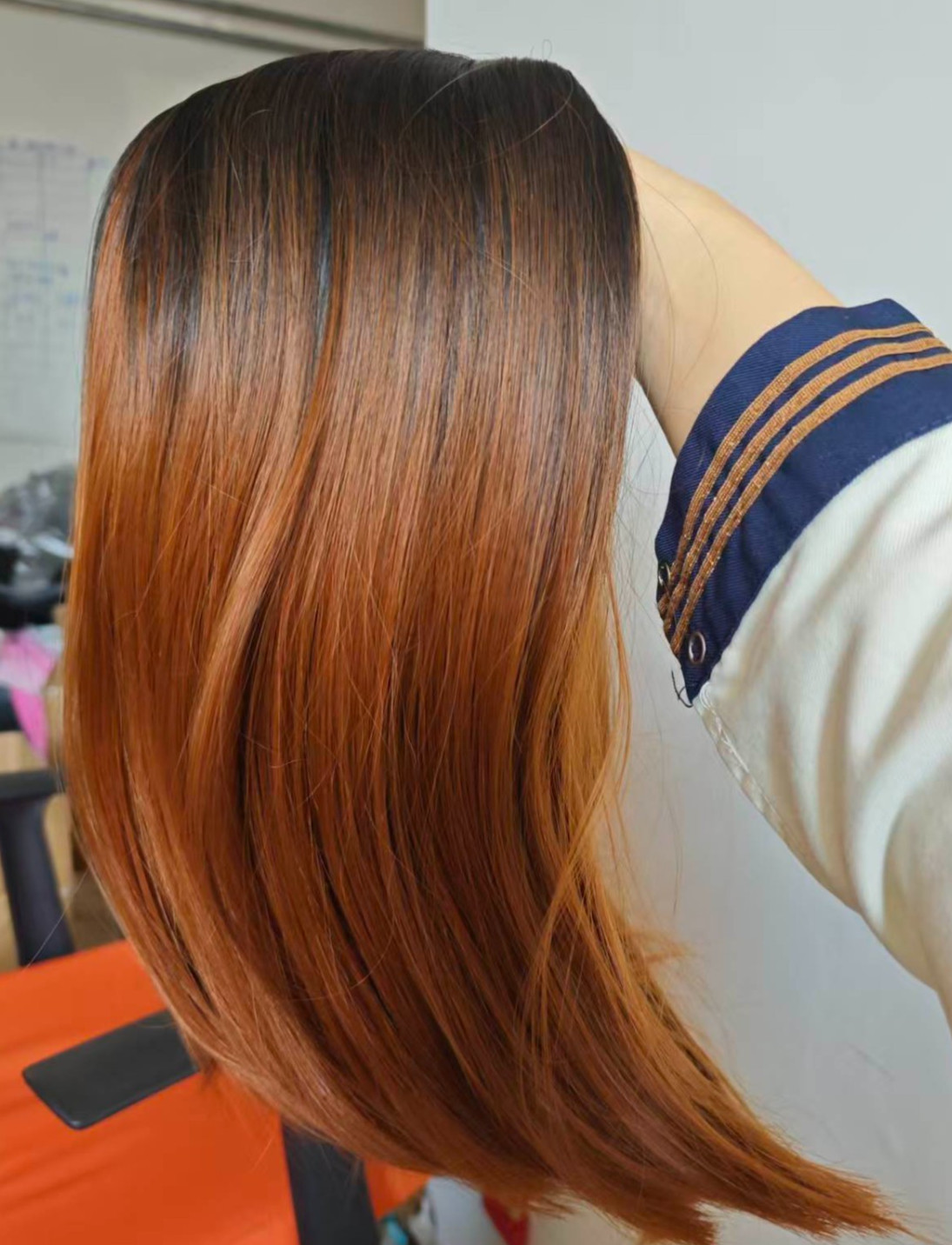 Black Ombre Brown Long Synthetic Hair Wig for Women Party Natural Middle Part Wi