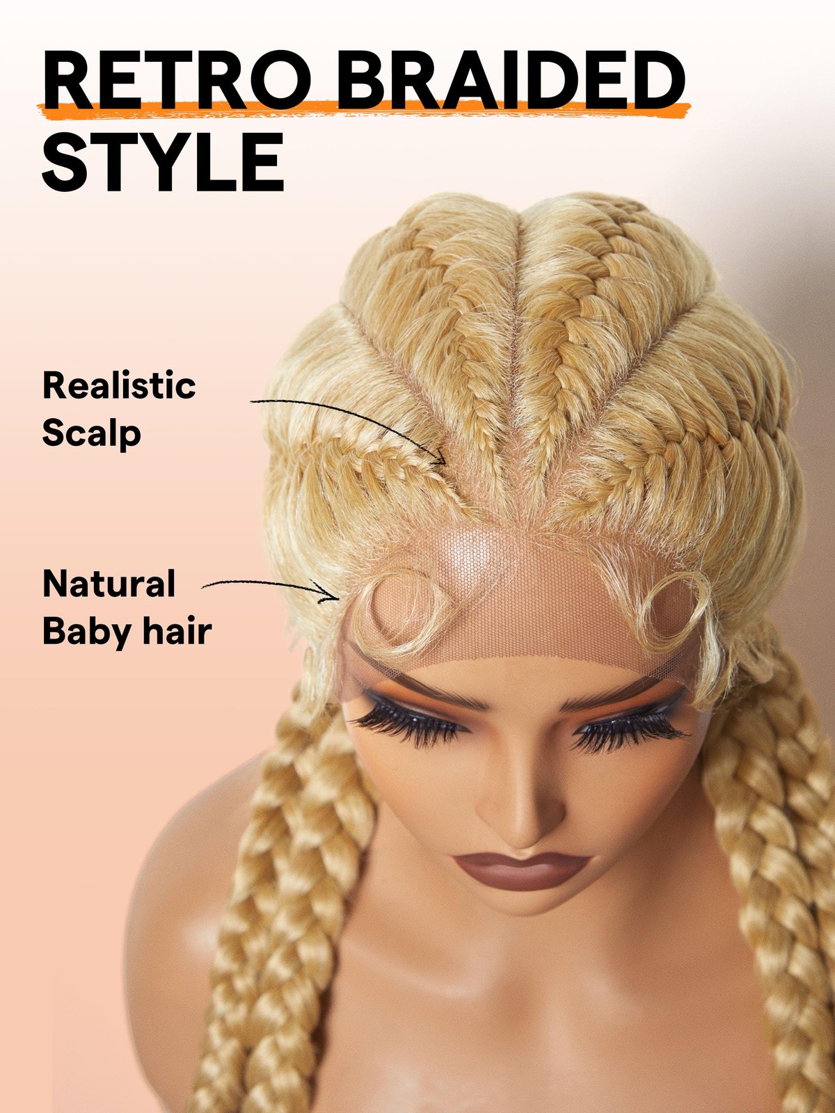 Gorgius Gold Blonde Braided Lace Front Wigs Pre Plucked Knotless Synthetic