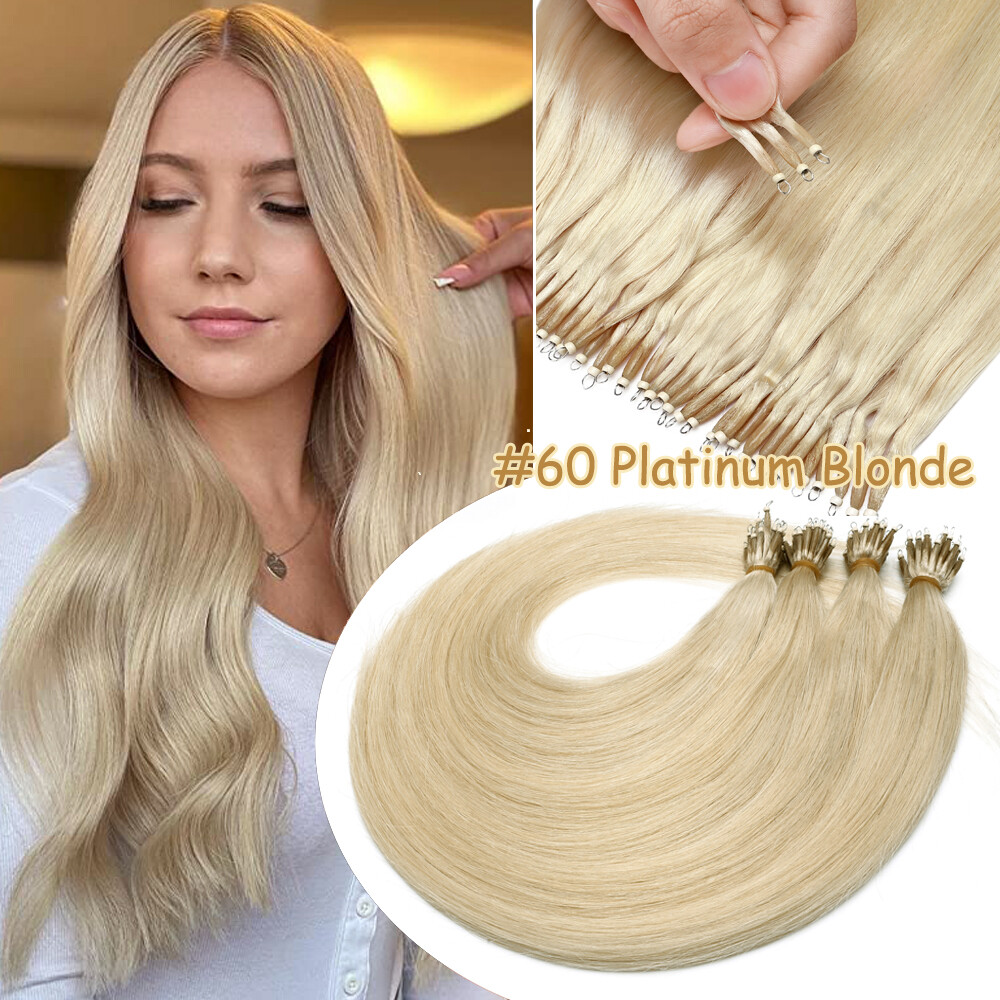 100G Nano Ring Tip Beads Remy Human Hair Extensions Loop Nano Bonds Highlight US