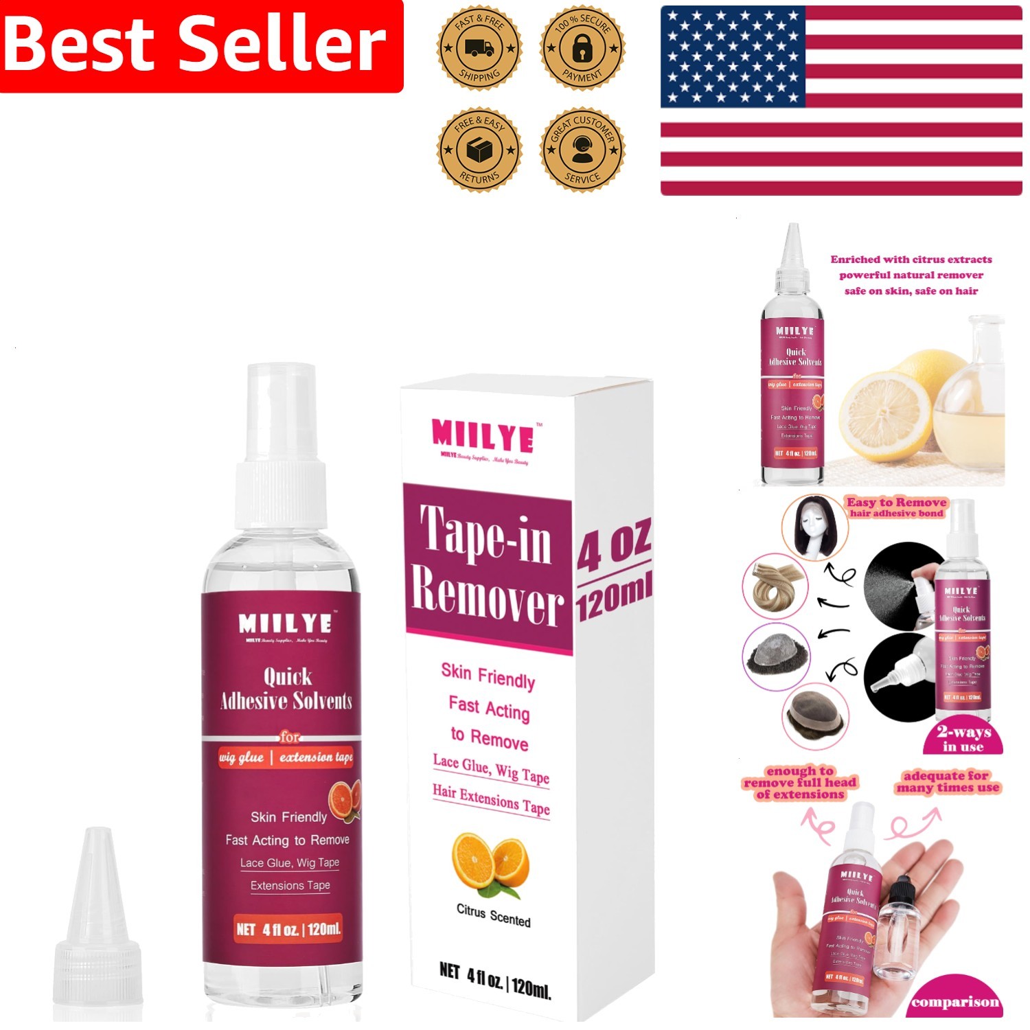 Professional Tape In Extension Remover 4oz Fast Wig Glue Dissolves Residue Safe