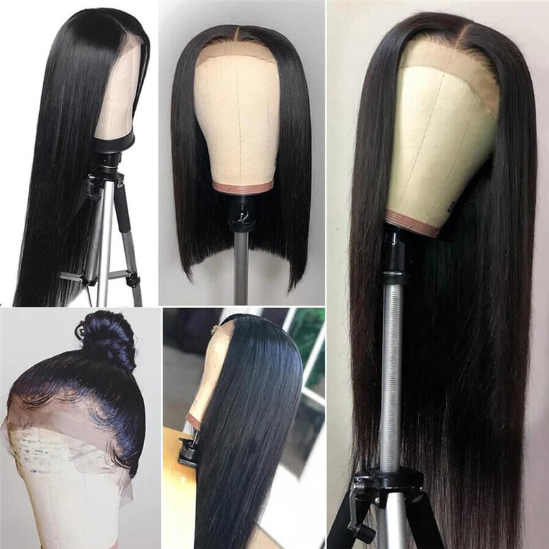 T-part 4*1 Lace Wig Brazilian 100% Human Hair Natural Color Straight Body Wave