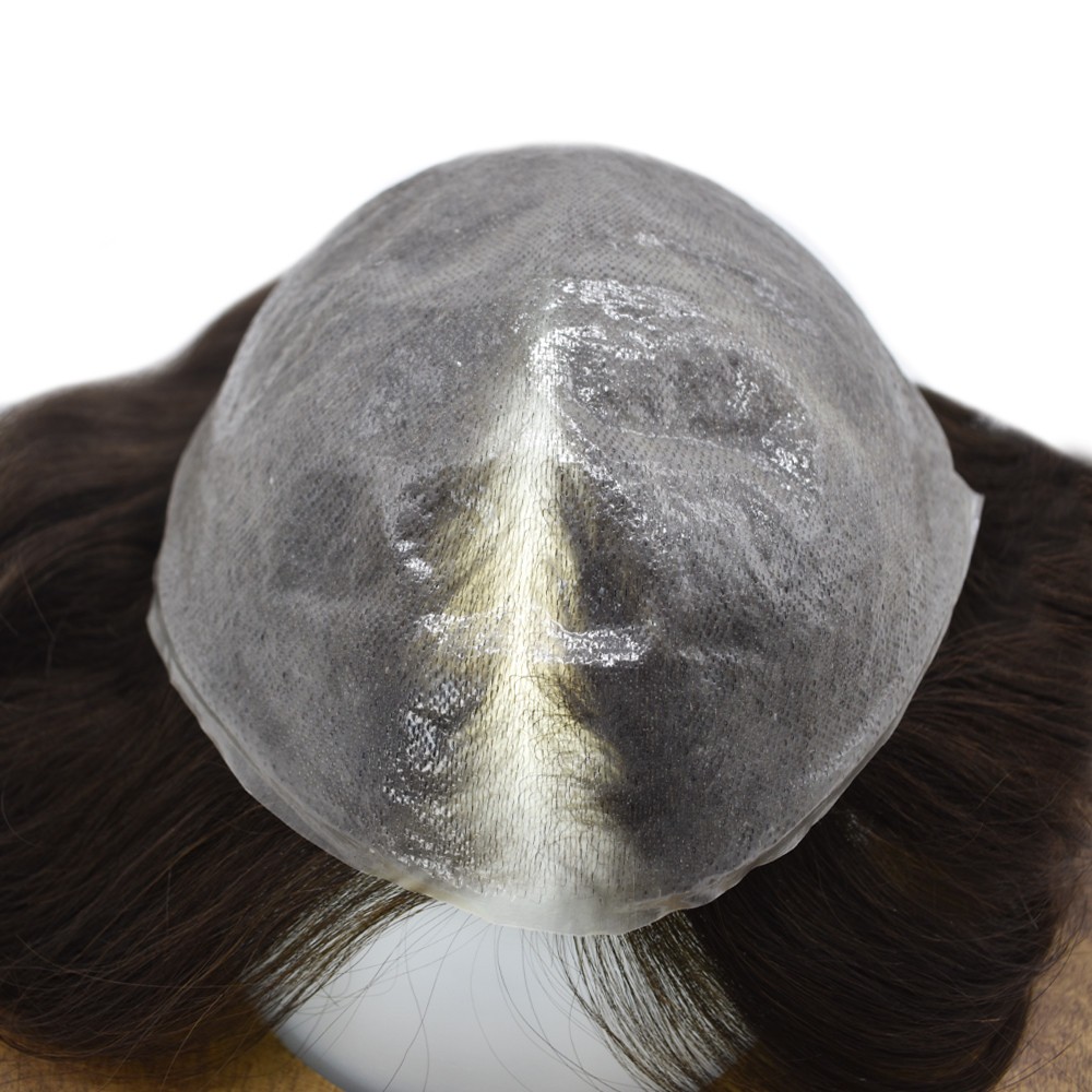 Ultra Thin Skin Hairpiece Invisible Poly PU Mens Toupee Hair Replacement 0.04mm
